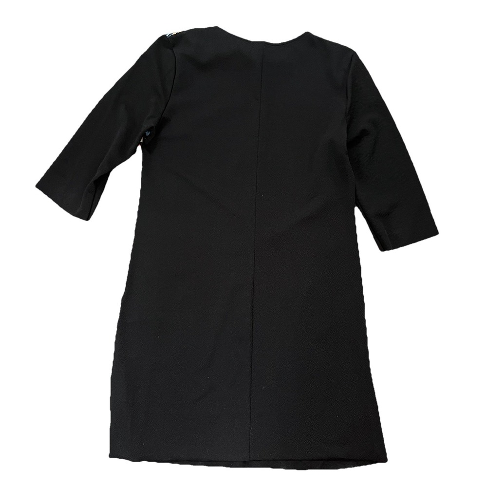 Zara Basic Patchwork Printed Black Midi Dress 3/4… - image 2